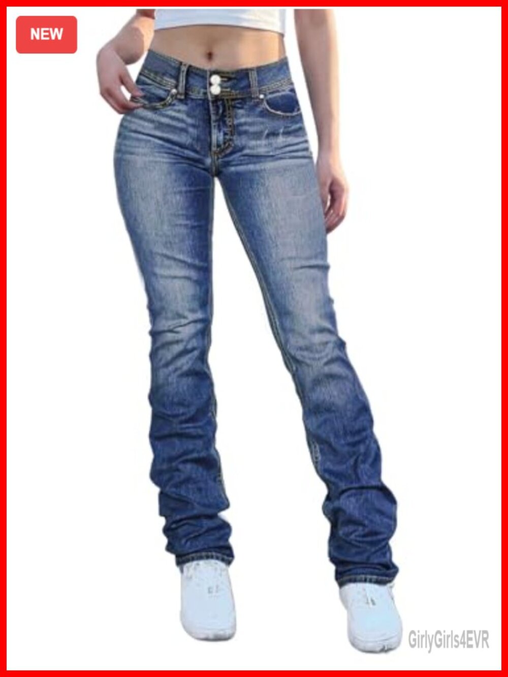 Boot Cut Jeans High Waist Tummy Control Straight Flare Trendy Denim Pants